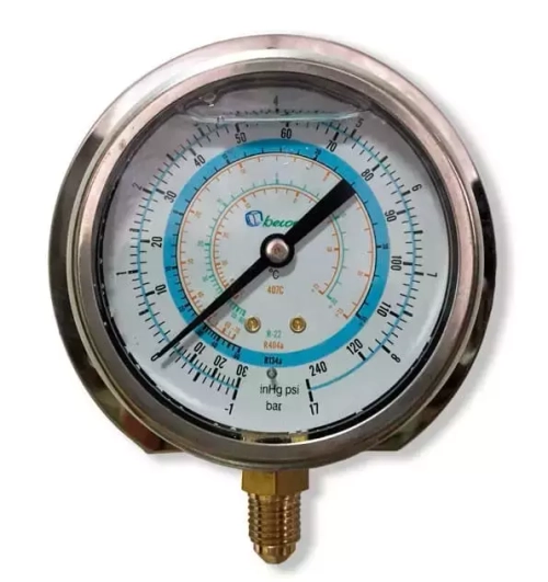 Мановакуумметр с глицерином Becool BCJL-NG 80мм (R22; R134a; R404A; R407C) (021182)