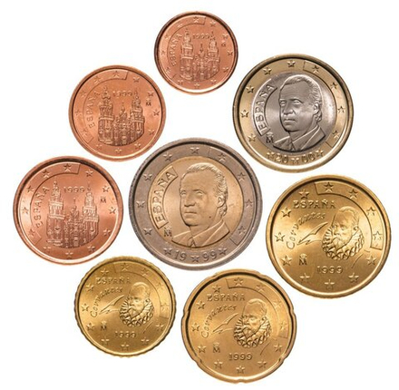 Испания 1999-2009 набор 8 монет Старая карта XF