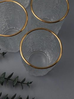 Набор бокалов с узором, 240 мл. 6 шт. С золотой каймой