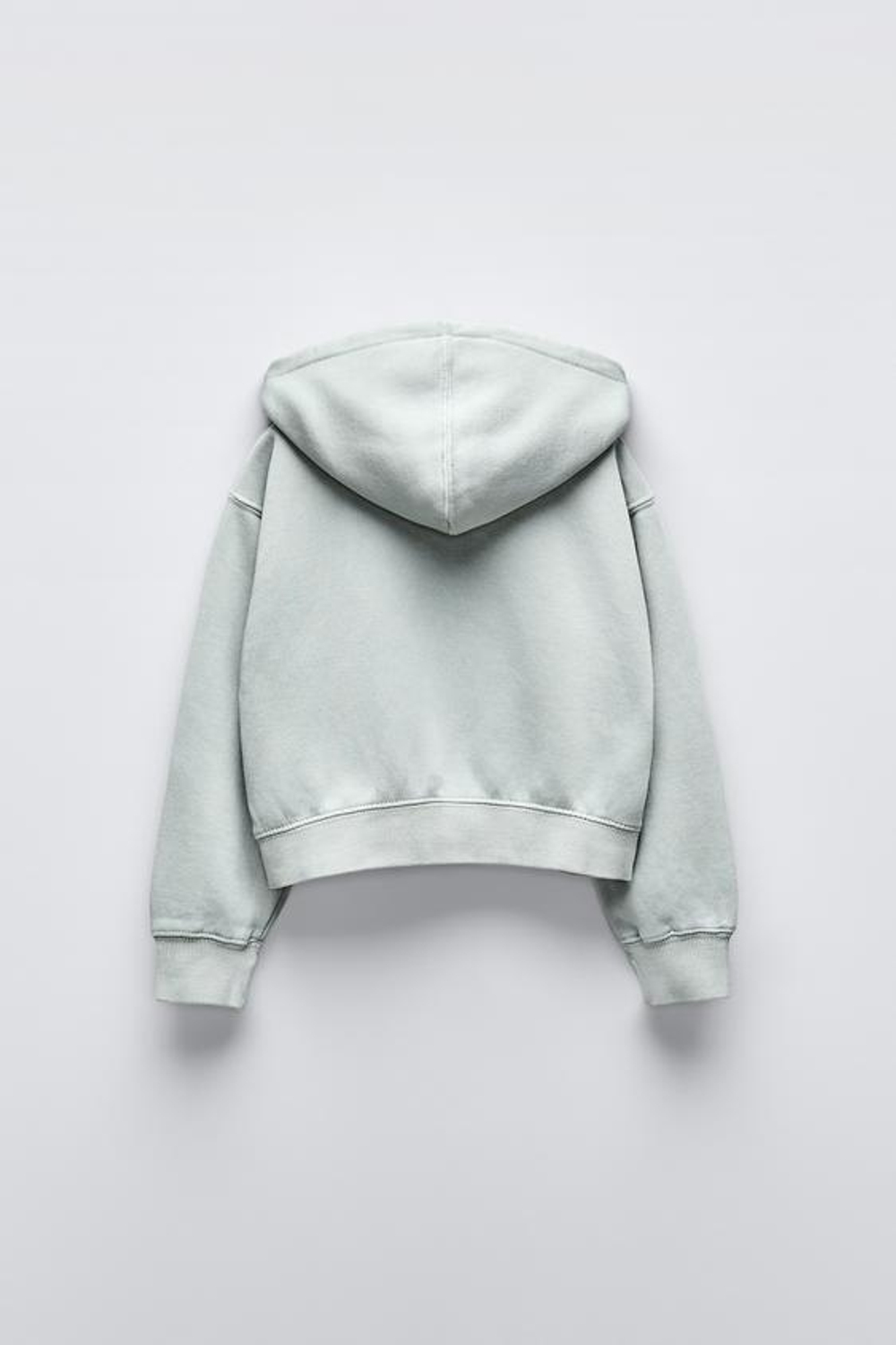 ZARA ХУДИ С ЭФФЕКТОМ ПОТЕРТОСТИ И НАДПИСЬЮ, ШАЛФЕЙНО-ЗЕЛЕНЫЙ