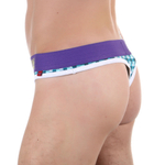 Бирюзовые клетчатые трусы-тонги с брендированным поясом (Размер: S) (Цвет: бирюзовый)