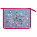 Папка для тетрадей ЮНЛАНДИЯ А4, 1 отделение, пластик, на молнии, "Meow", 271076