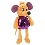 Игрушка мягкая Мышка фиолетовая блестяшка 16см, без чипа в пакет (Мульти-Пульти)