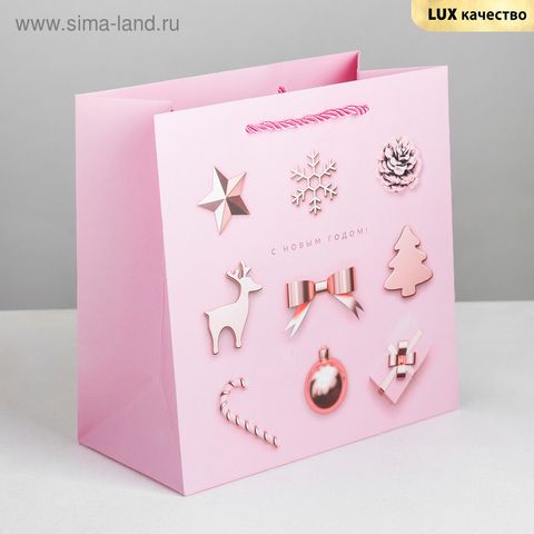 Пакет квадратный «С Новым Годом!», 22 х22 х11 см