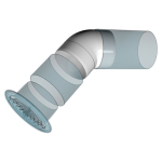 Уголок вентиляционный пластик, d100 мм, кругл, 45 °, Эра, 10ККП