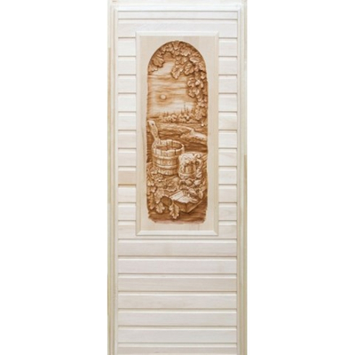 Дверь глухая с панно 3D "Пиво, раки" 1100х400