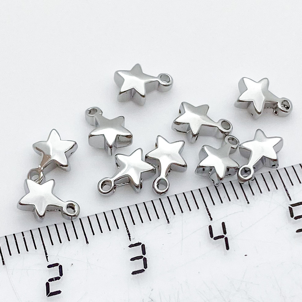 Подвеска Звезда, цвет серебро, размер 7*5 мм, цена за 1 шт