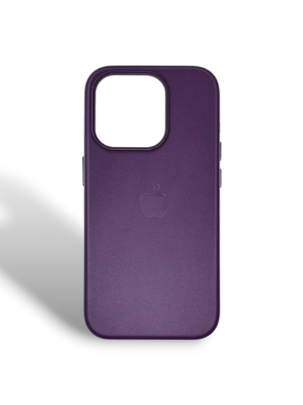 Кожаный чехол Leather Case iPhone 15 Pro Max, Dark Cherry Темно-фиолетовый
