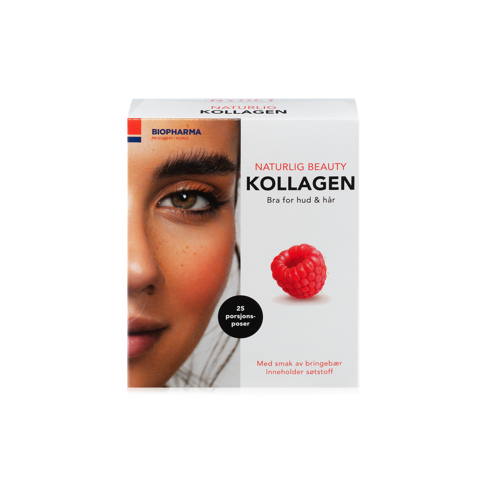 Коллаген с биотином и витамином C Biopharma Naturlig Kollagen, вкус малины, 25 пакетиков
