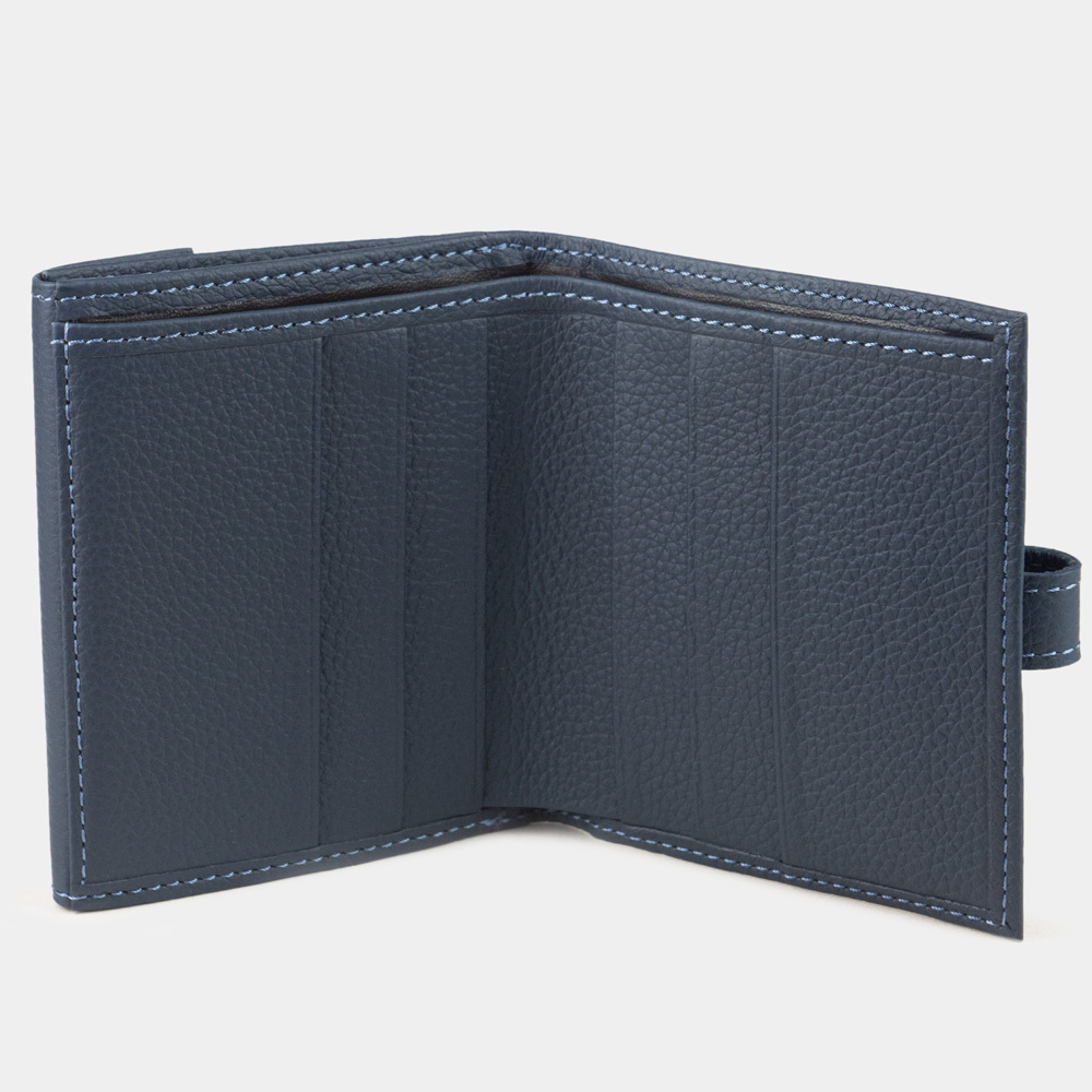 Кожаный кошелек, теленок цвета синий