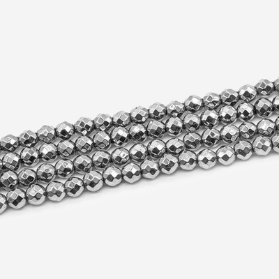 гшо4-с Гематит синт. шар огранка 4мм, серебро, нить 19см