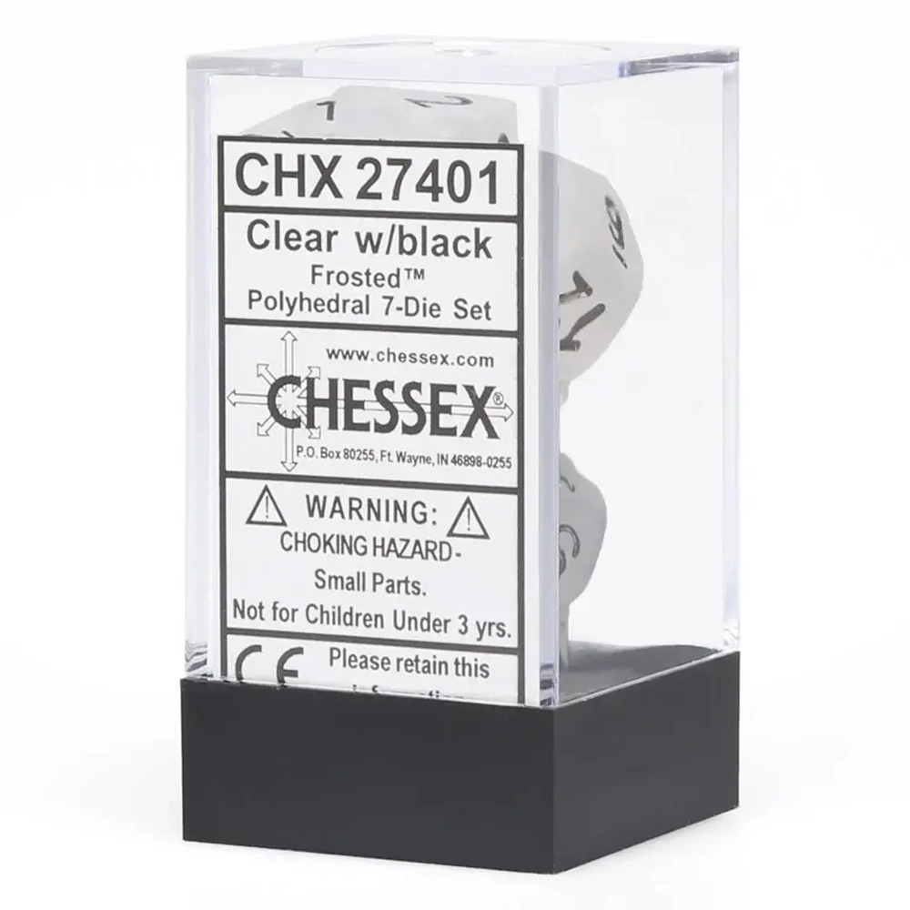 Chessex 7-dice set Frosted Clear/Black