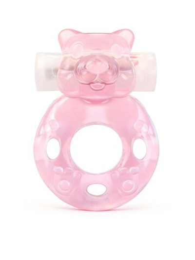 Розовое эрекционное виброкольцо в форме мишки (Цвет: розовый)