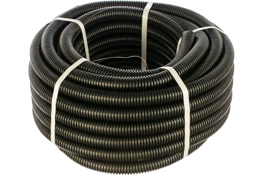 Труба гофрированная ПНД безгалогенная черная с/з d50 мм (15м/уп) Строитель