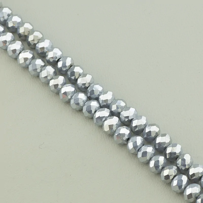 Нитка Чешский хрусталь 40 см. 8 мм. (Без замка) - Серебряная