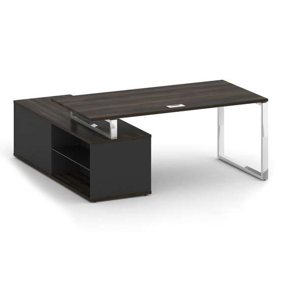 Shift Стол руководителя с опорной греденцией, правый SK.SRG-180 (R) Дуб Мали/Антрацит 1800*1800*753