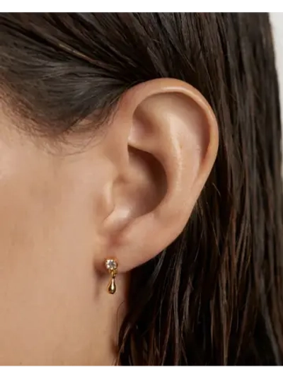 Одиночная серьга Water серебро 925 пробы покрытое золотом