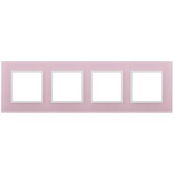 14-5104-30 ЭРА Рамка на 4 поста, стекло, Эра Elegance, розовый+бел