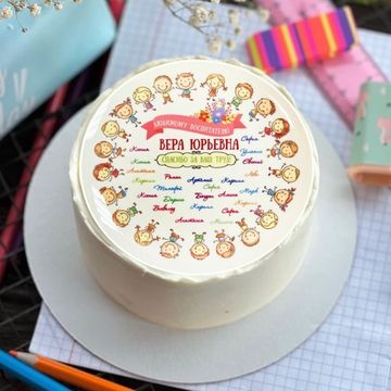 Бенто торт на выпускной воспитателю с фотопечатью