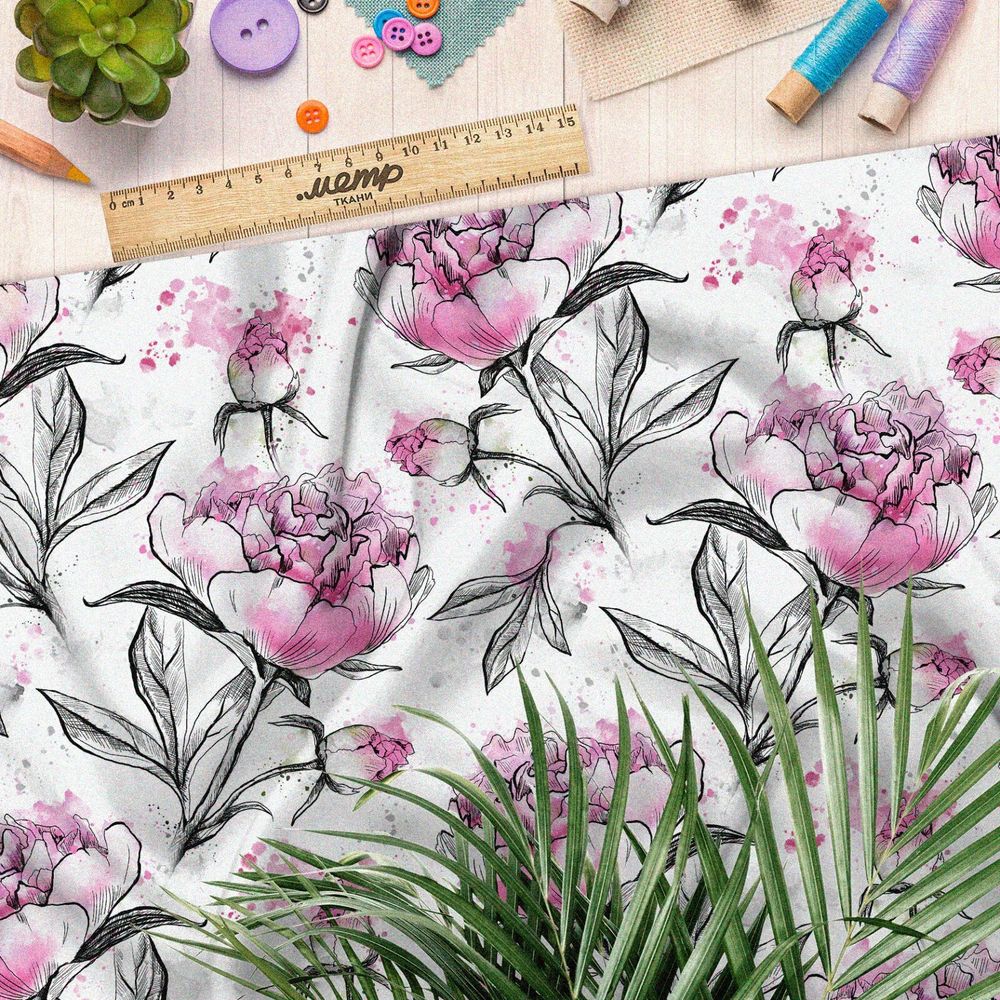 Ткань лен живописные цветы