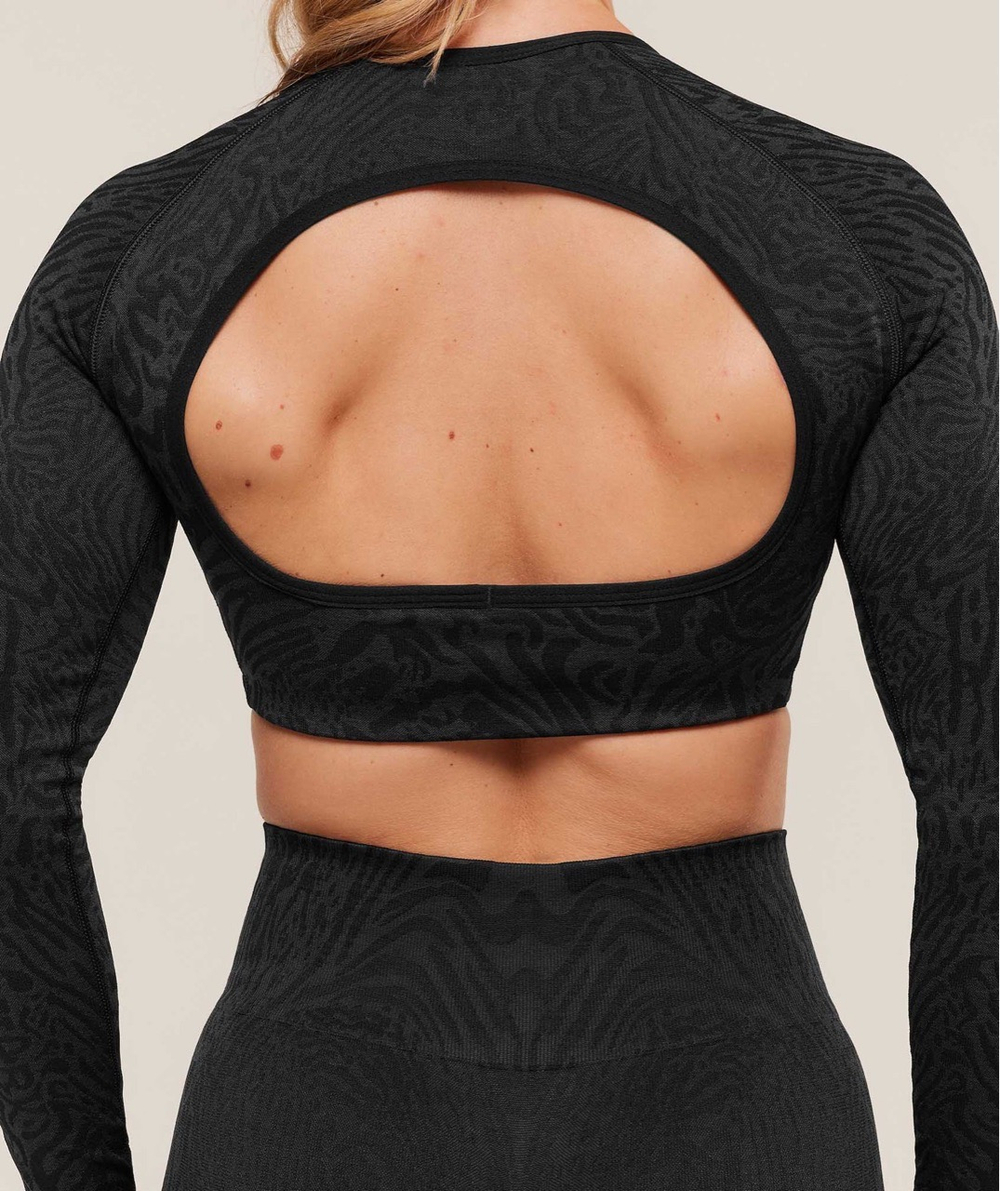 Топ GYMSHARK Adapt Animal Long Sleeve Crop Top Black