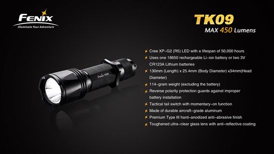 Подствольный тактический фонарь Fenix TK09 R5 450 люмен