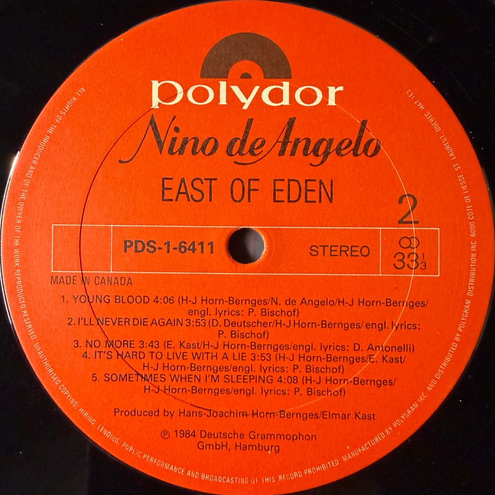 Nino de Angelo ‎– East Of Eden (Канада 1984г.)