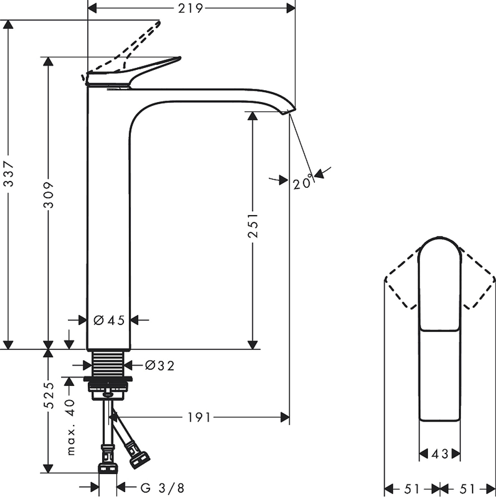 Смеситель для раковины Hansgrohe Vivenis 75042000 хром