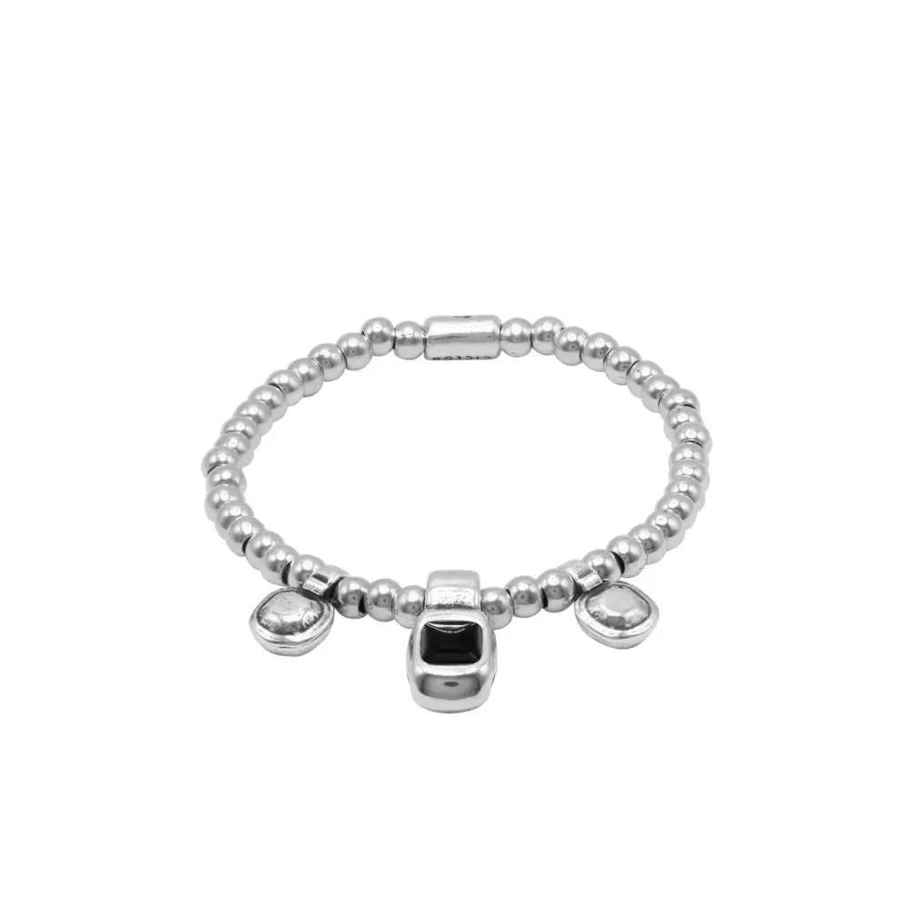 Браслет Ciclon, Kubik Charm, стрейч, металл, с муранским стеклом, CN-243112 (черный)