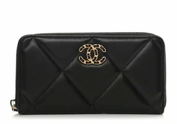 Стеганый бумажник на молнии Chanel 19 из кожи