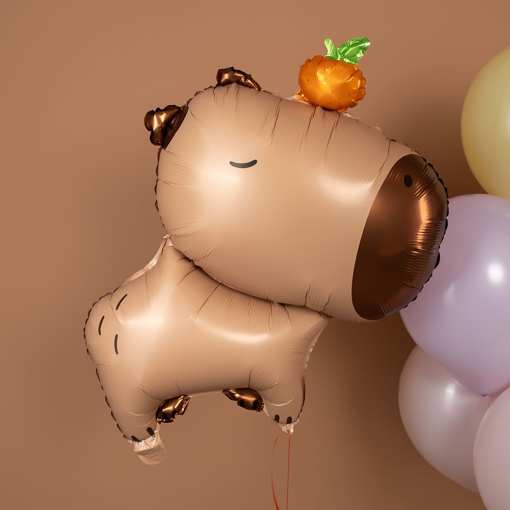 Шар (31''/79 см) Фигура, Капибара с мандаринкой, 1 шт.