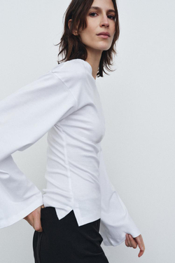 ZARA ПРИТАЛЕННАЯ ФУТБОЛКА SUPIMA®, БЕЛЫЙ