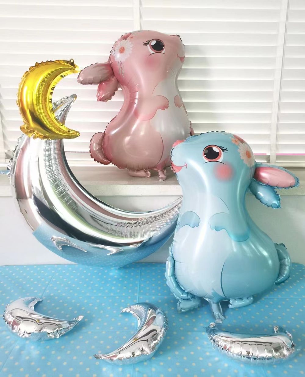 Шар (30''/76 см) Фигура, Милый зайка, Голубой, 1 шт.