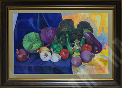 Баранофф А. Е. Урожай. 2000 г. Картон, гуашь, акварель, графитный карандаш. 48х74 см.