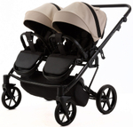 Детская коляска для двойни Adamex Leo Duo Deluxe 3 в 1 DUO-SA7 (СВ.БЕЖЕВАЯ КОЖА)