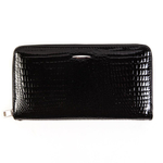 Стильный чёрный женский кошелёк из из премиальной искусственной кожи с 3 большими отделениями и 1 на молнии, снимаемым ремешоком на запястье, 12 отделениями для пластиковых карт и 2 дополнительными кармашками под купюры или документы CS205-26А