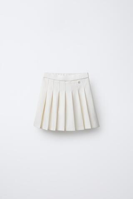 ZARA ЮБКА В СКЛАДКУ, ЖЕЛТОВАТО-БЕЛЫЙ