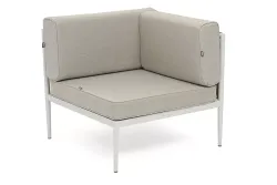 "Касабланка" угловой модуль плетеный из роупа, каркас алюминий светло-серый (RAL7035) муар, роуп серо-коричневый 23мм, ткань бежевая 15052