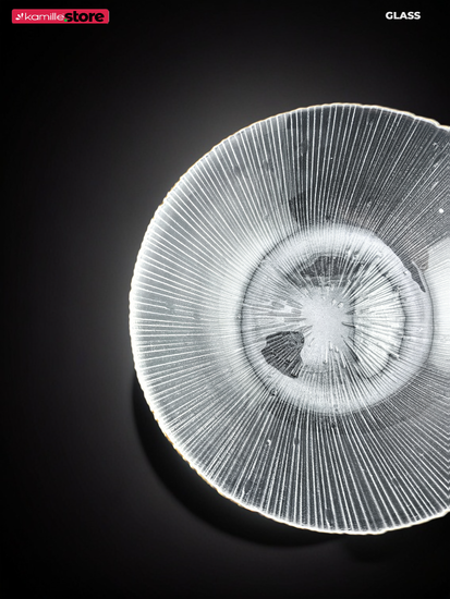 Салатник 20х5,5 см. 1000 мл. стеклянный с золотистой обводкой