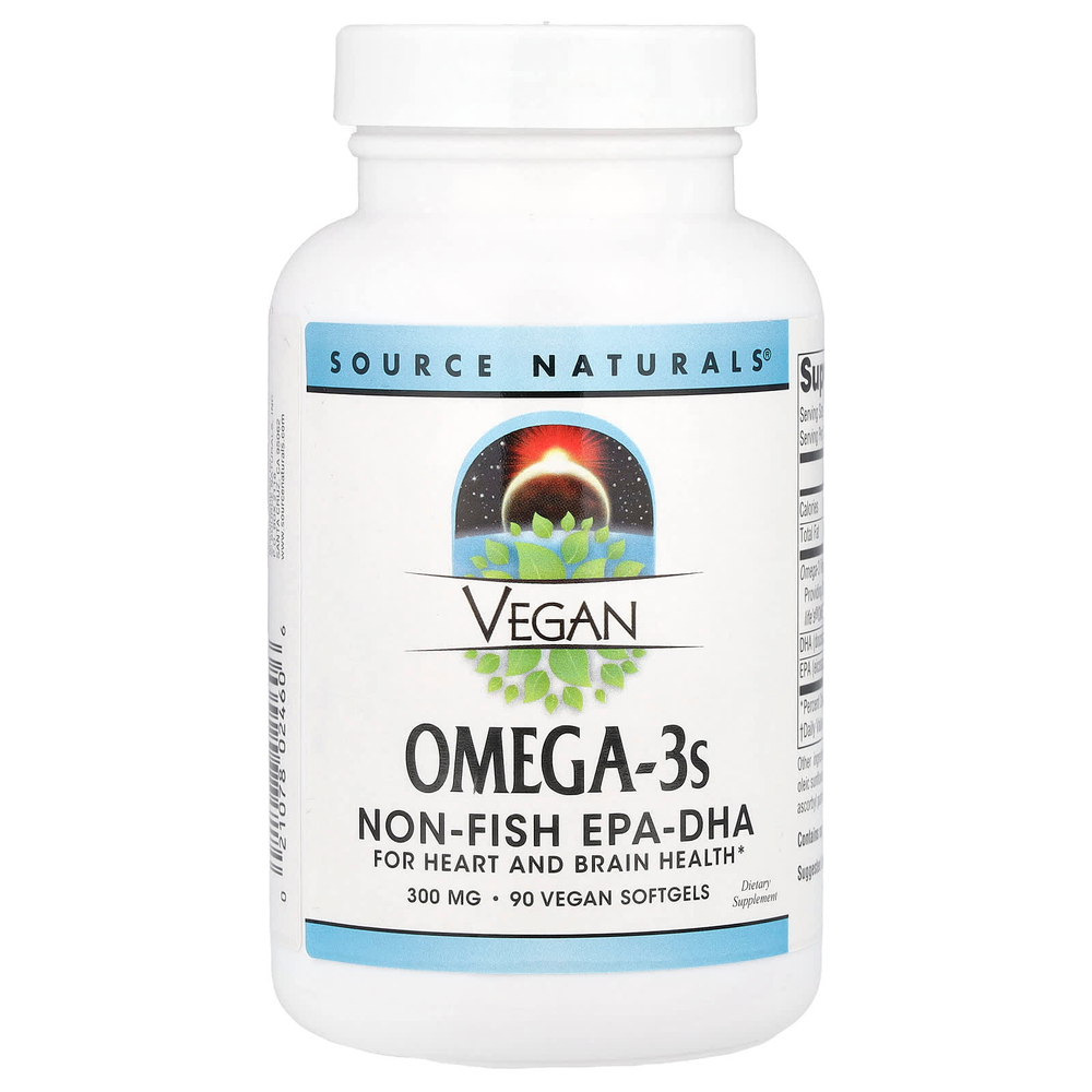 Source Naturals, веганские омега-3, 300 мг, 90 веганских капсул