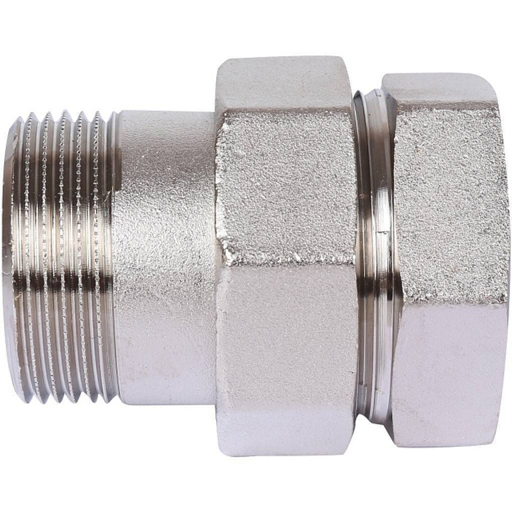 Соединение быстроразъемое (американка) STOUT - 1"1/4 (ВР/НР, латунь никелированая, плоск.уплотнение)