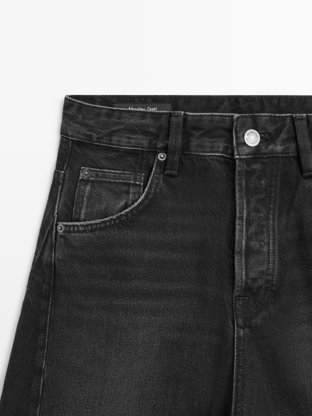 Massimo Dutti Джинсы свободного кроя со средней посадкой, черный