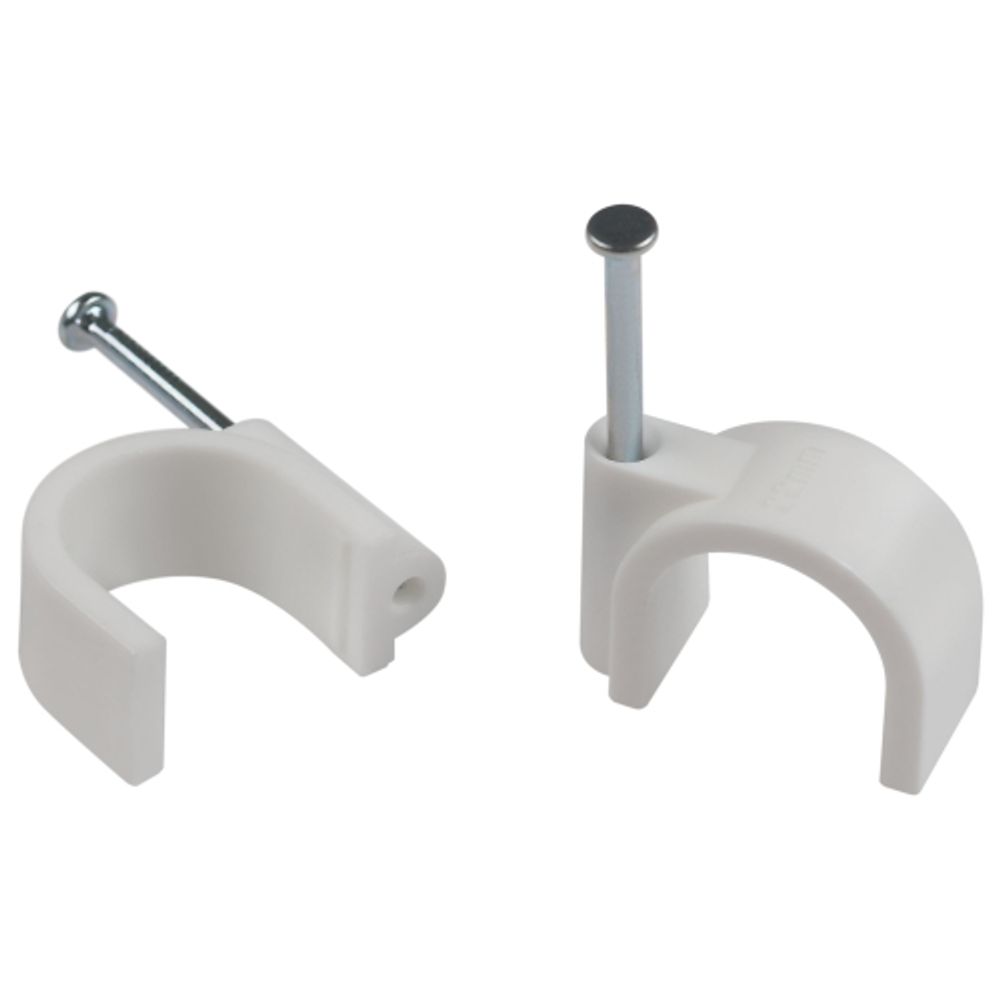 Скоба пластиковая ЭРА NO-224-578 крепежная круглая 22 мм белая (50 шт/уп) | Скобы пластиковые