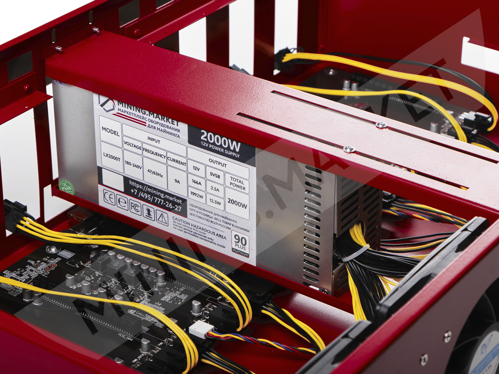 Тушка для майнинга на 8 видеокарт "RED-СТАНДАРТ", шумная
