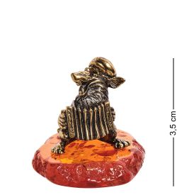 Народные промыслы AM-2825 Фигурка «Волк с гармошкой» (латунь, янтарь)
