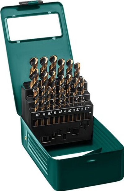 KRAFTOOL Cobalt, 25 шт, (1-13 мм), сталь М42, HSS-Co(8%), набор сверл по металлу (29656-H25)