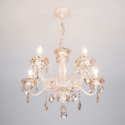 Подвесная люстра 3281/5 белый с золотом / тонированный хрусталь