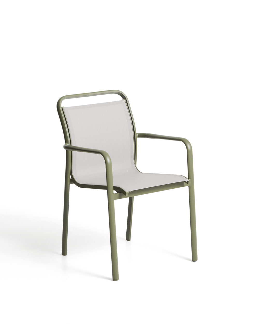 Уличный стул Luri из алюминия зеленого цвета и бежевого текстиля