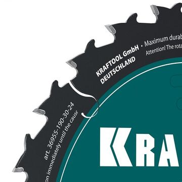 KRAFTOOL Slim wood cut 190 х 30 x 1.6 мм, 24Т, диск пильный по дереву, (36955-190-30-24)