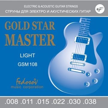 Струны для электрогитары 8-38 Fedosov GSM108 Gold Star Master Light